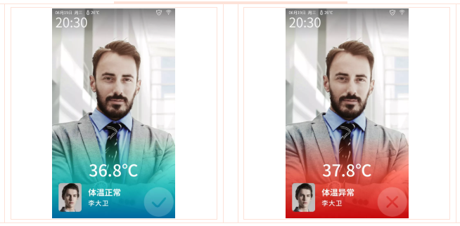 人臉權(quán)限驗證+面部測溫模式